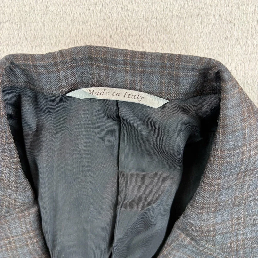 Canali 1934 Sports Coat Blazer Jacket 40 Grey Brown Plaid‎ 100% Wool Italy CEO